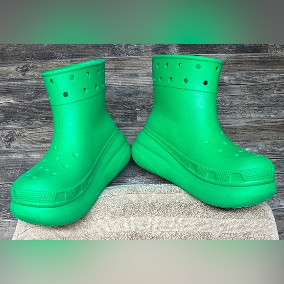 CROCS Classic Crush Waterproof Green Grass Rain Boots Spring W Sz 7 - M Sz 5 - Picture 13 of 13